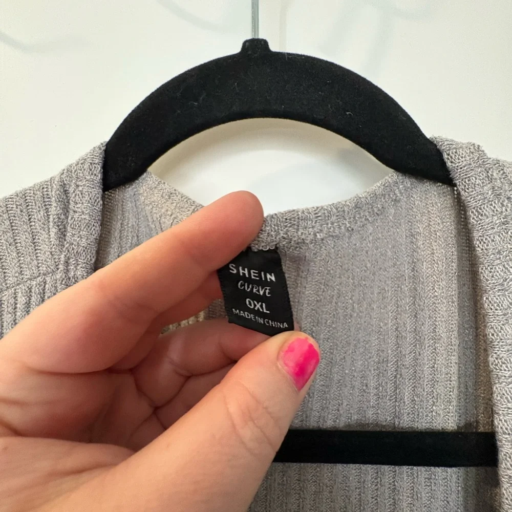 SHEIN Light Gray Open Front Cardigan XL KNIT